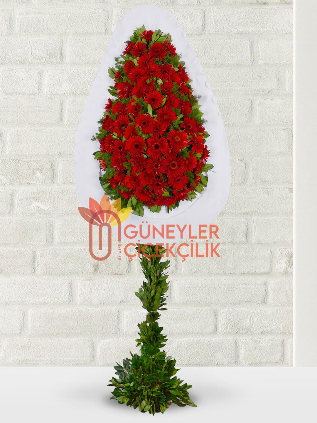 Canlı Kırmızı Celberaylı Tekli Çelenk